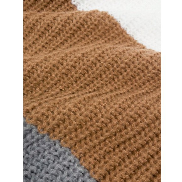 Comfy Color Block Off Shoulder Knit Sweater Top multicolor - Picture 3 of 5